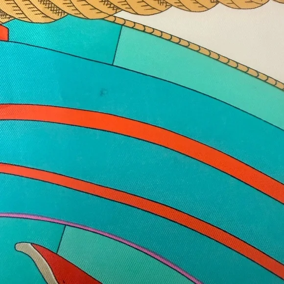 Hermes Circus 100% Silk Scarf in Red and Turquoise